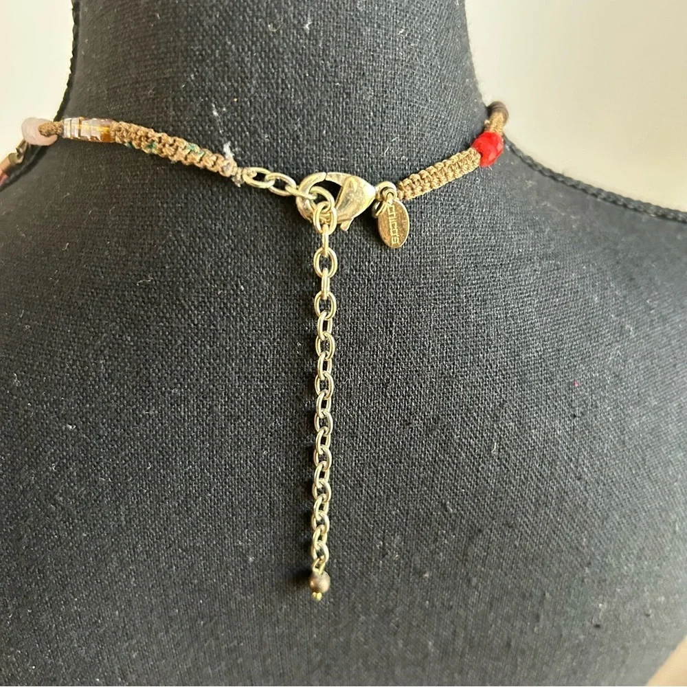 Chico’s Gold Pendant Beaded Statement Necklace